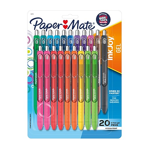 Paper Mate InkJoy Retractable Gel Pen, Medium Point, Assorted Ink, 20