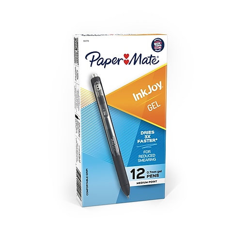 Paper Mate InkJoy Retractable Gel Pen, Medium Point, Black Ink, Dozen