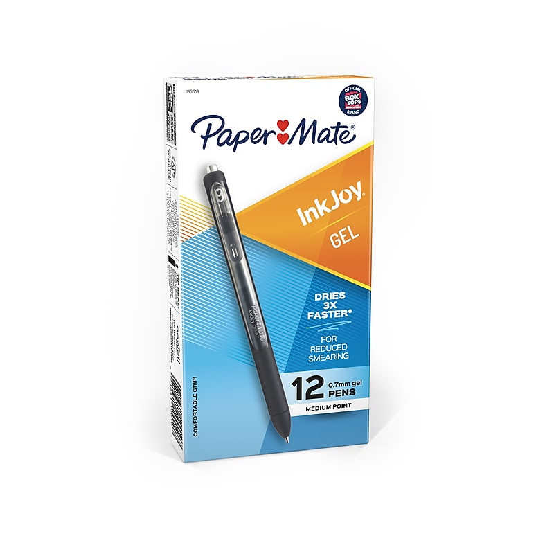 Paper Mate InkJoy Retractable Gel Pen, Medium Point, 0.7mm, Black Ink, Dozen (1951719) image 1