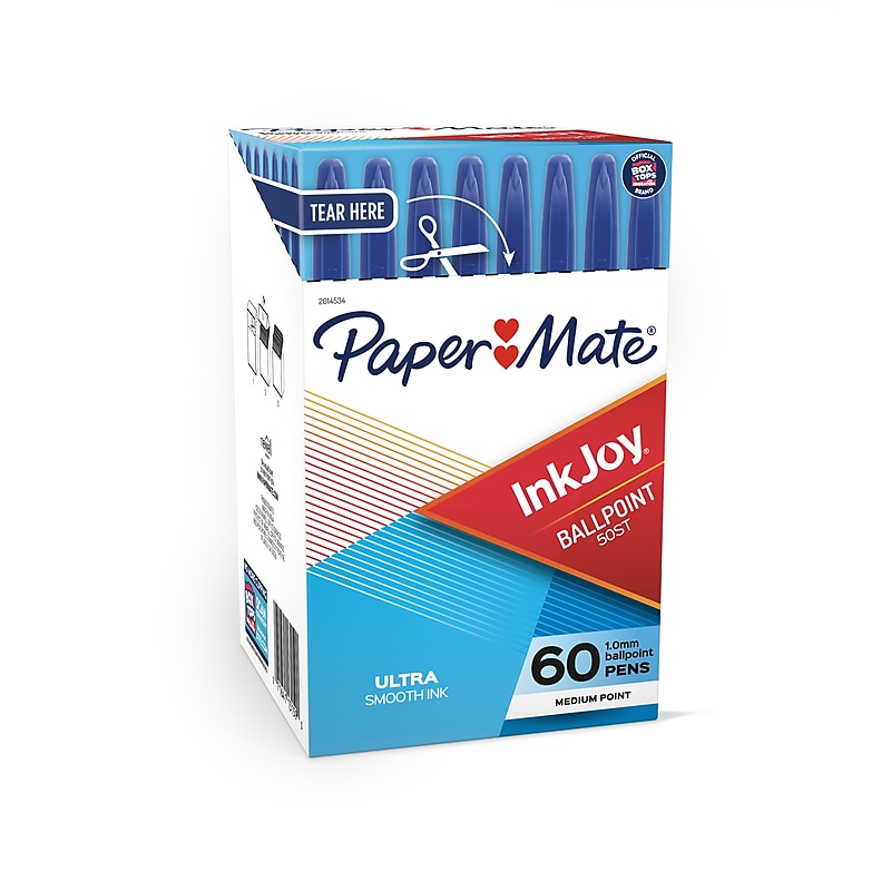 Paper Mate InkJoy 50ST Ballpoint Pen, Medium Point, Blue Ink, 60/Pack (2014534) image 1