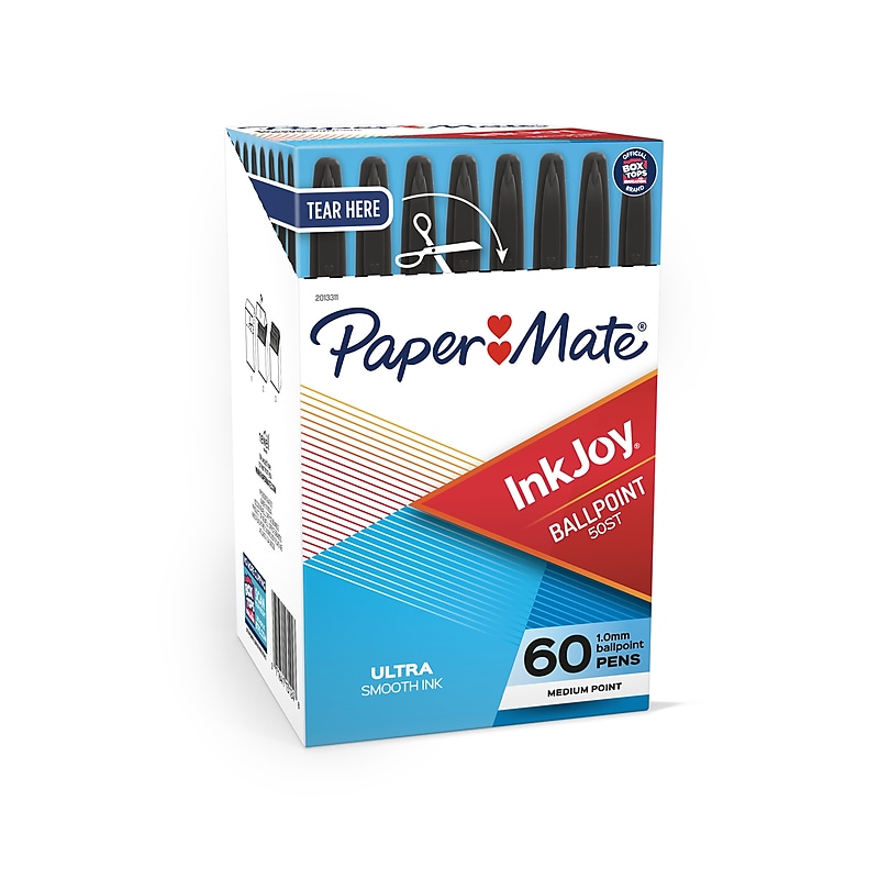 Paper Mate InkJoy 50ST Ballpoint Pen, Medium Point, Black, 60/Pack (2013311) image 1