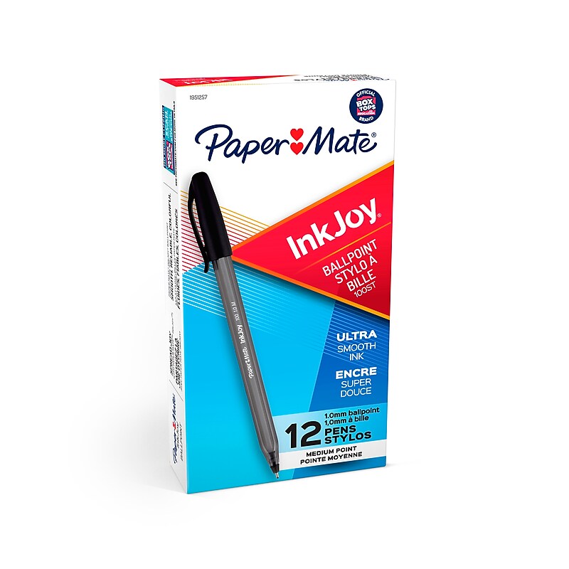 Paper Mate InkJoy 100ST Ballpoint Pen, Medium Point, Black Ink, Dozen (1951257) image 1