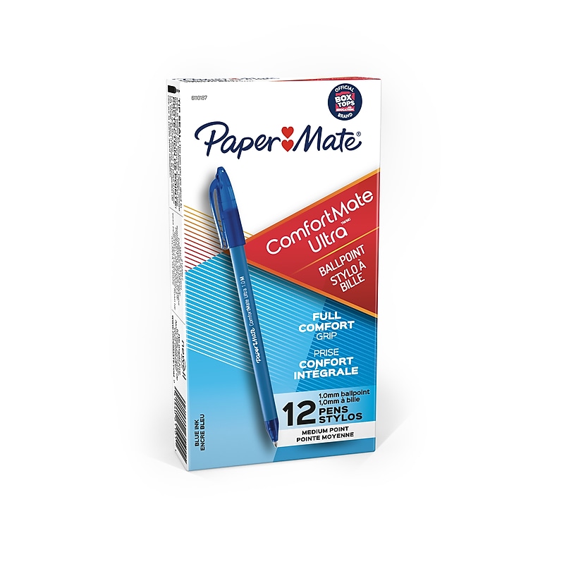 Paper Mate ComfortMate Ultra Ballpoint Pen, Medium Point, Blue Ink, Dozen (6110187) image 1