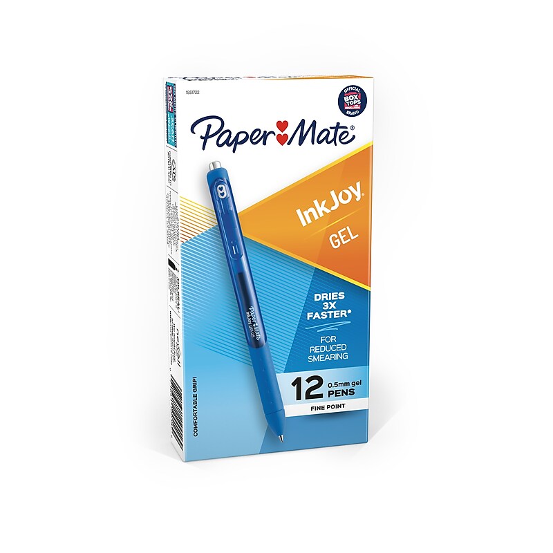 Paper Mate InkJoy Retractable Gel Pen, Fine Point, Blue Ink, Dozen (1951722) image 1
