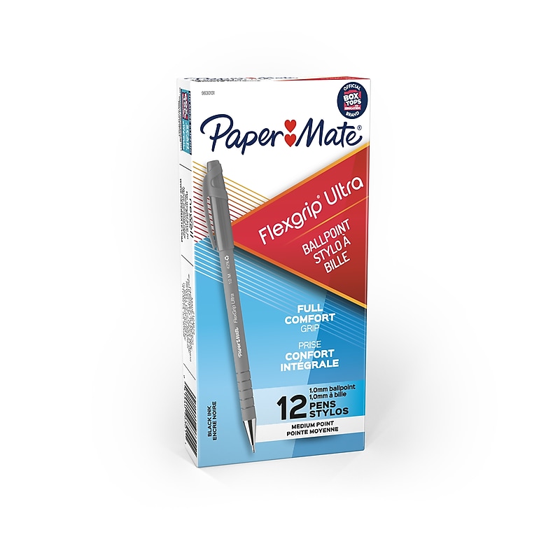Paper Mate Flexgrip Ultra Ballpoint Pen, Medium Point, Black Ink, Dozen (9630131) image 1