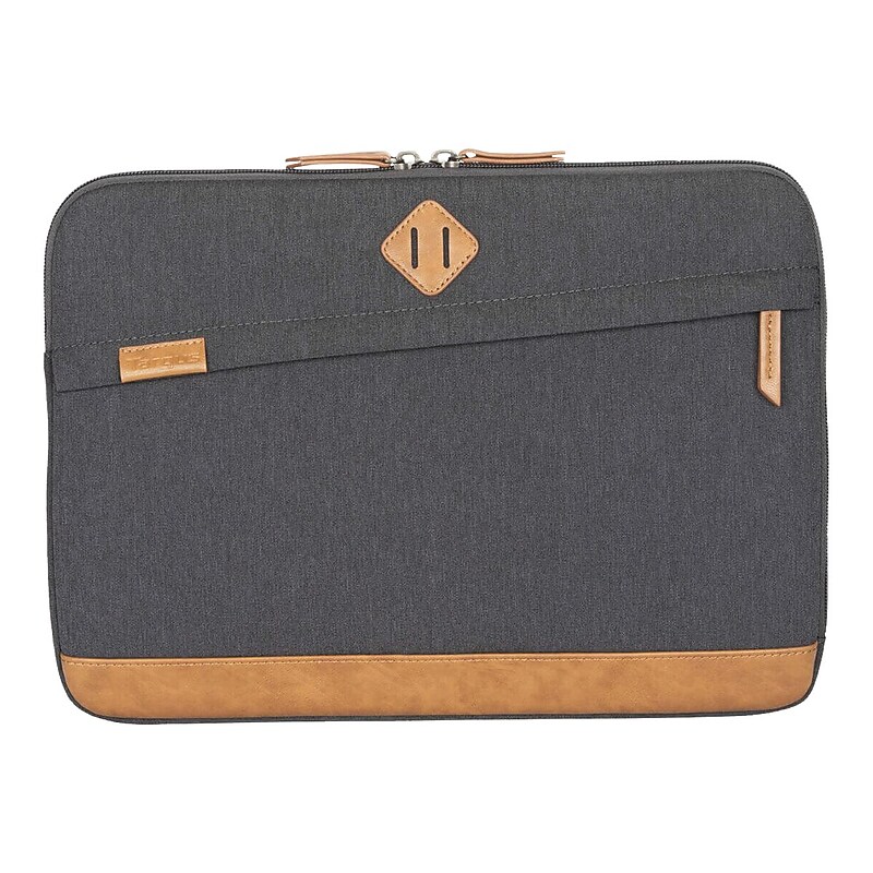 Targus Strata III Laptop Sleeve, Gray/Brown Polyester/Leatherette (TBS93004GL) image 1
