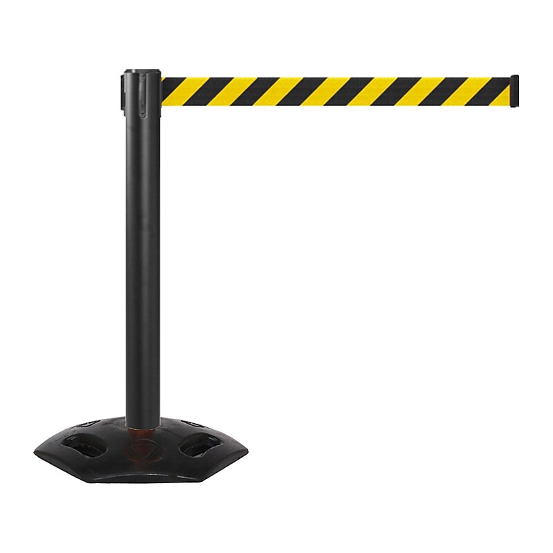 Queue Solutions WeatherMaster 300 2" Nylon Crowd Control Belt Barrier, Black/Yellow (WMR300O-YB160) image 1