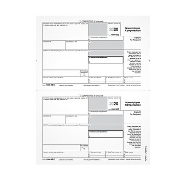 Tops 1099 Nec Copy B Tax Form White 50 Pack Lnecrec S Staples
