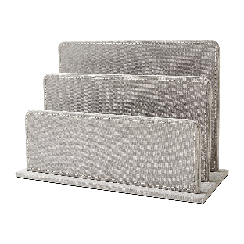 Martha Stewart 2-Compartment Linen File Sorter, Gray (MS103B) image 1