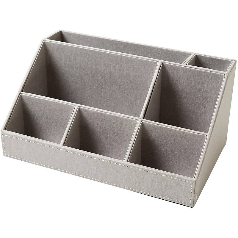 Martha Stewart Deluxe 7-Compartment Linen Desk Caddy, Gray (MS103D) image 1
