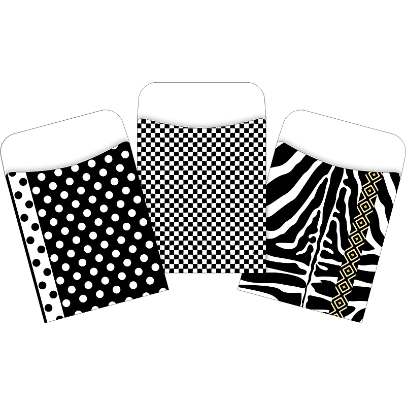 Barker Creek Black & White Library Pockets, 5.125" x 3.5", 90/Set (4067) image 1