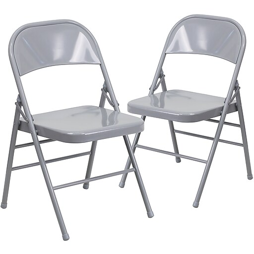 Flash Furniture HERCULES Metal Folding Chair, Gray, 2/Pack