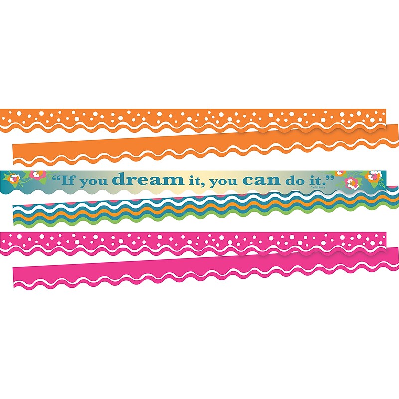 Barker Creek Double-Sided Scalloped Border Set, 36" x 2.25", Motivational Dream, 3 designs, 39/Set (4032) image 1