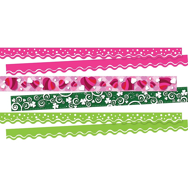 Barker Creek Double-Sided Border Set, Clover & Hearts, 3 designs, 38/Set (4038) image 1