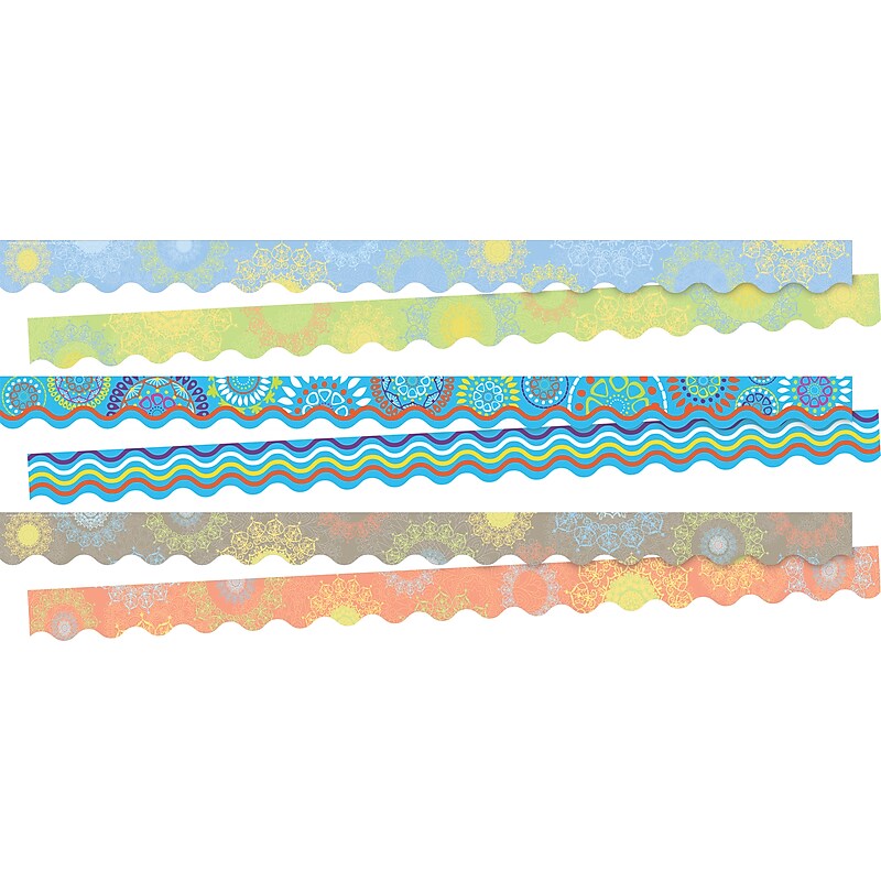 Barker Creek Double-Sided Scalloped Border Set, 36" x 2.25", Mandala, 3 designs, 39/Set (4048) image 1