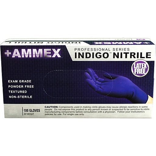 Powder Free Size SMALL AINPF42100 AMMEX Indigo Nitrile Textured Exam Glove