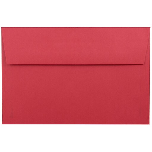 JAM Paper A9 Colored Invitation Envelopes, 5.75 x 8.75, Red Recycled, 50/Pack (14257I) Staples