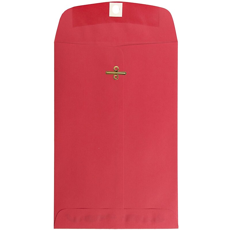 JAM Paper 6" x 9" Open End Catalog Colored Envelopes with Clasp Closure, Red Recycled, 10/Pack (87881B) image 1