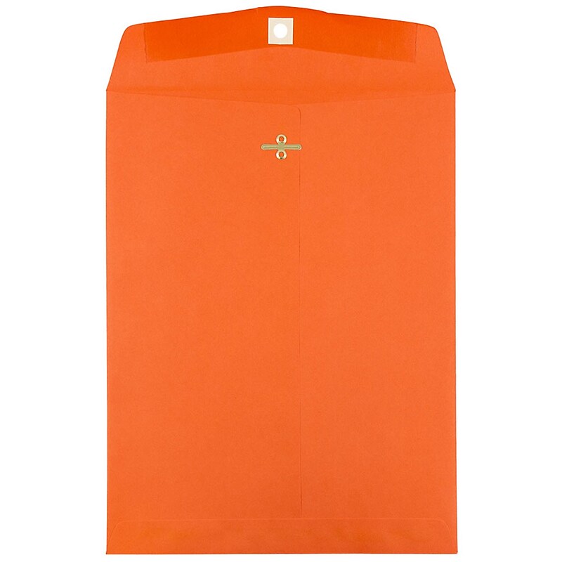 JAM Paper 10" x 13" Open End Catalog Colored Envelopes with Clasp Closure, Orange Recycled, 10/Pack (913745B) image 1