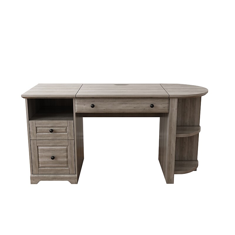 Homenations Lake Shore 6"-30"H Adjustable Standing Desk, Washed Gray (SH-OF-2602) image 1