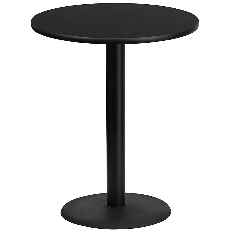 Flash Furniture 36'' Round Laminate Table Top with 24'' Round Bar-Height Table Base, Black (XURD36BKTR24B) image 1