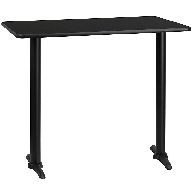 Flash Furniture Laminate Table Top with 5" x 22" Bar-Height Table Bases, 30" x 48", Black (XUBK3048T0522B) image 1