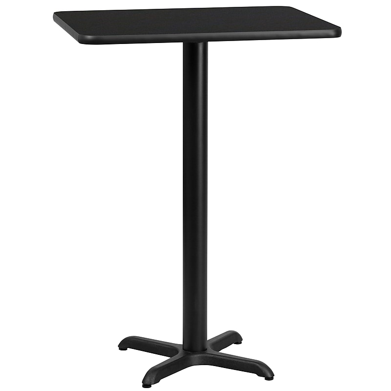 Flash Furniture Laminate Table Top with 22'' x 22'' Bar-Height Table Base, 24'' x 30'', Black (XUBK2430T2222B) image 1