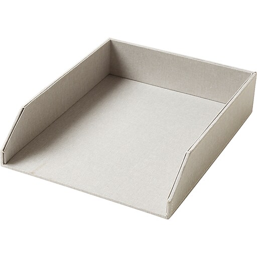 Martha Stewart Stackable Linen Letter Tray, Gray (MS103F) Staples