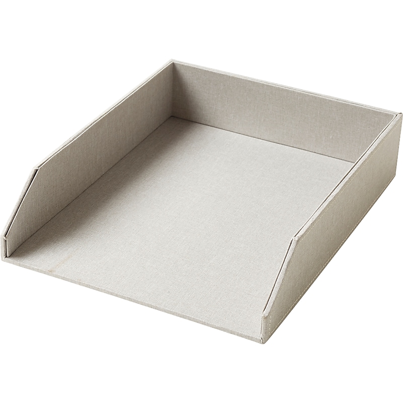 Martha Stewart Stackable Linen Letter Tray, Gray (MS103F) image 1