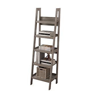 Homenations Barrington 72"H 5-Shelf Ladder Bookcase, Washed Gray (SH-OF-2621)