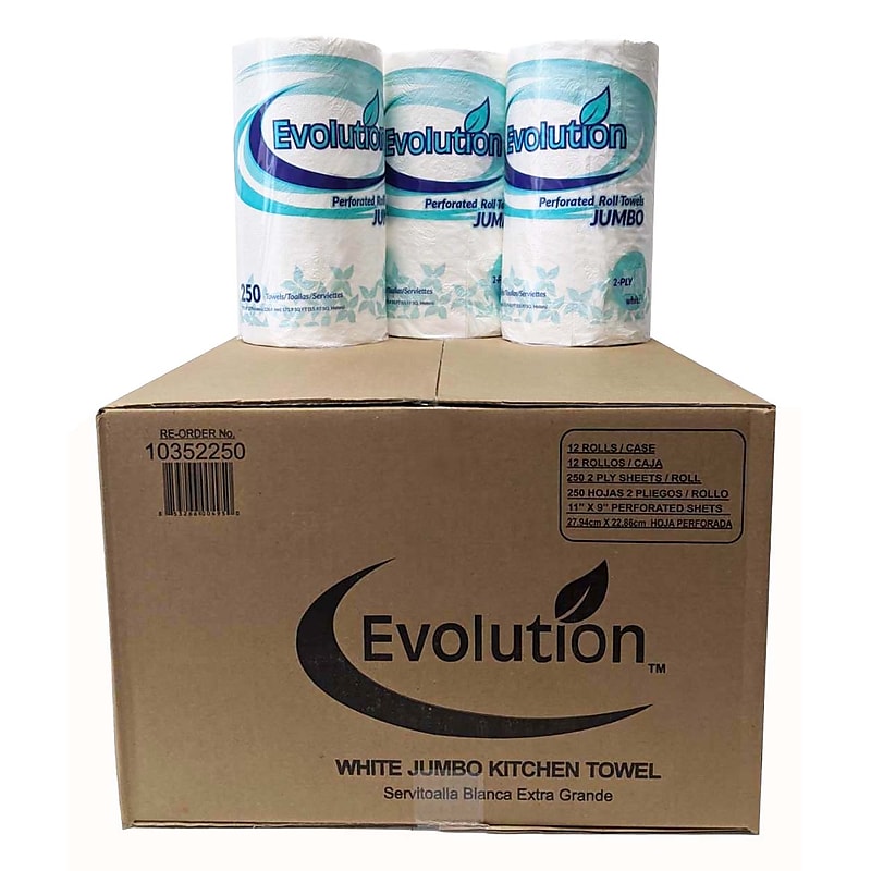 Evolution Paper Towels, 2-ply, 250 Sheets/Roll, 12 Rolls/Pack (PRO00495) image 1