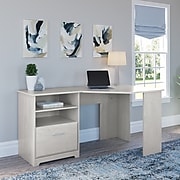 Bush Furniture Cabot 60" Corner Desk, Linen White Oak (WC31115-03K)