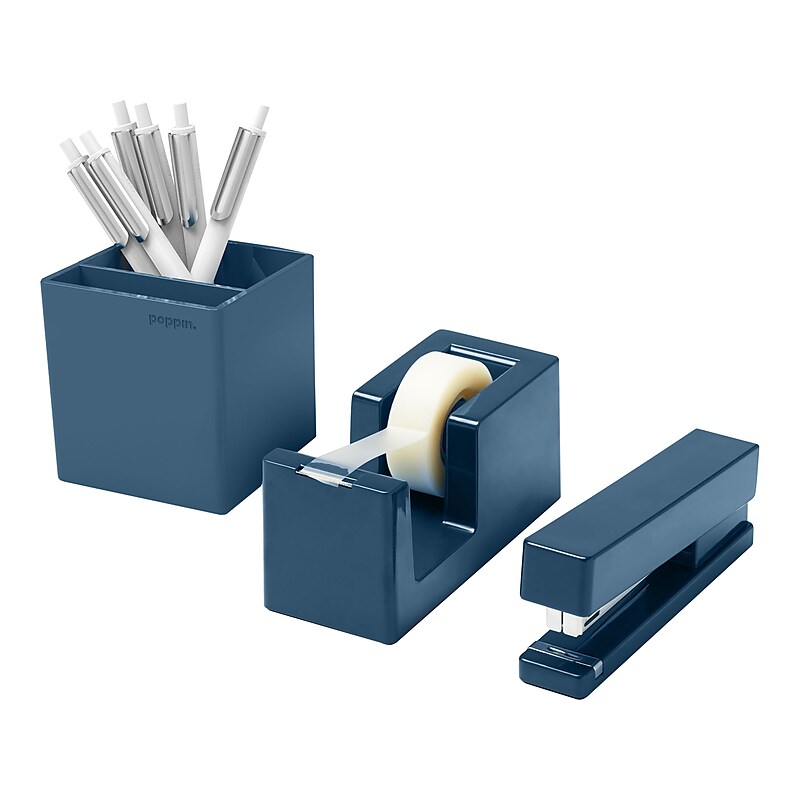 Poppin 4-Piece Starter Set, Slate Blue ABS Plastic (106080) image 1