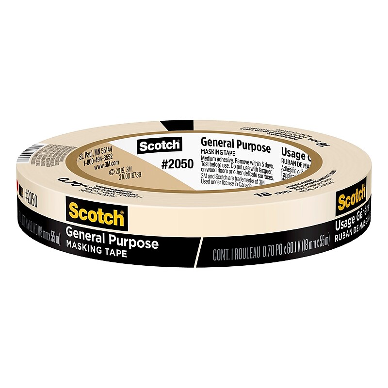 Scotch General Purpose Masking Tape, 0.70" x 60.1 yds. (2050-18AP) image 1