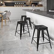Flash Furniture Industrial Metal Restaurant Counter Height Stool, Black (CH3132024BK)