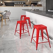 Flash Furniture Industrial Metal Restaurant Counter Height Stool, Red (CH3132024RED)
