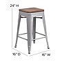 Flash Furniture Kai Industrial Metal Counter Stool without Back, Silver (CH3132024SIL)~#|#~sp116164298_sc7