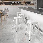 Flash Furniture Industrial Metal Restaurant Counter Height Stool, White (CH3132024WH)