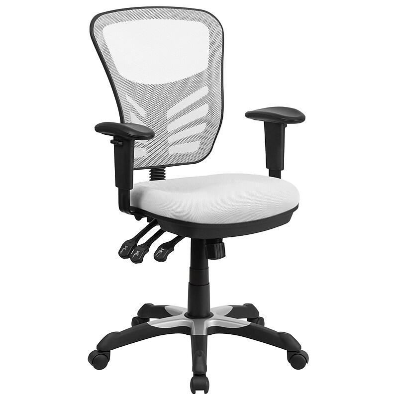 Flash Furniture Nicholas Ergonomic Mesh Swivel Mid-Back Multifunction Executive Office Chair, White (HL0001WH) image 1
