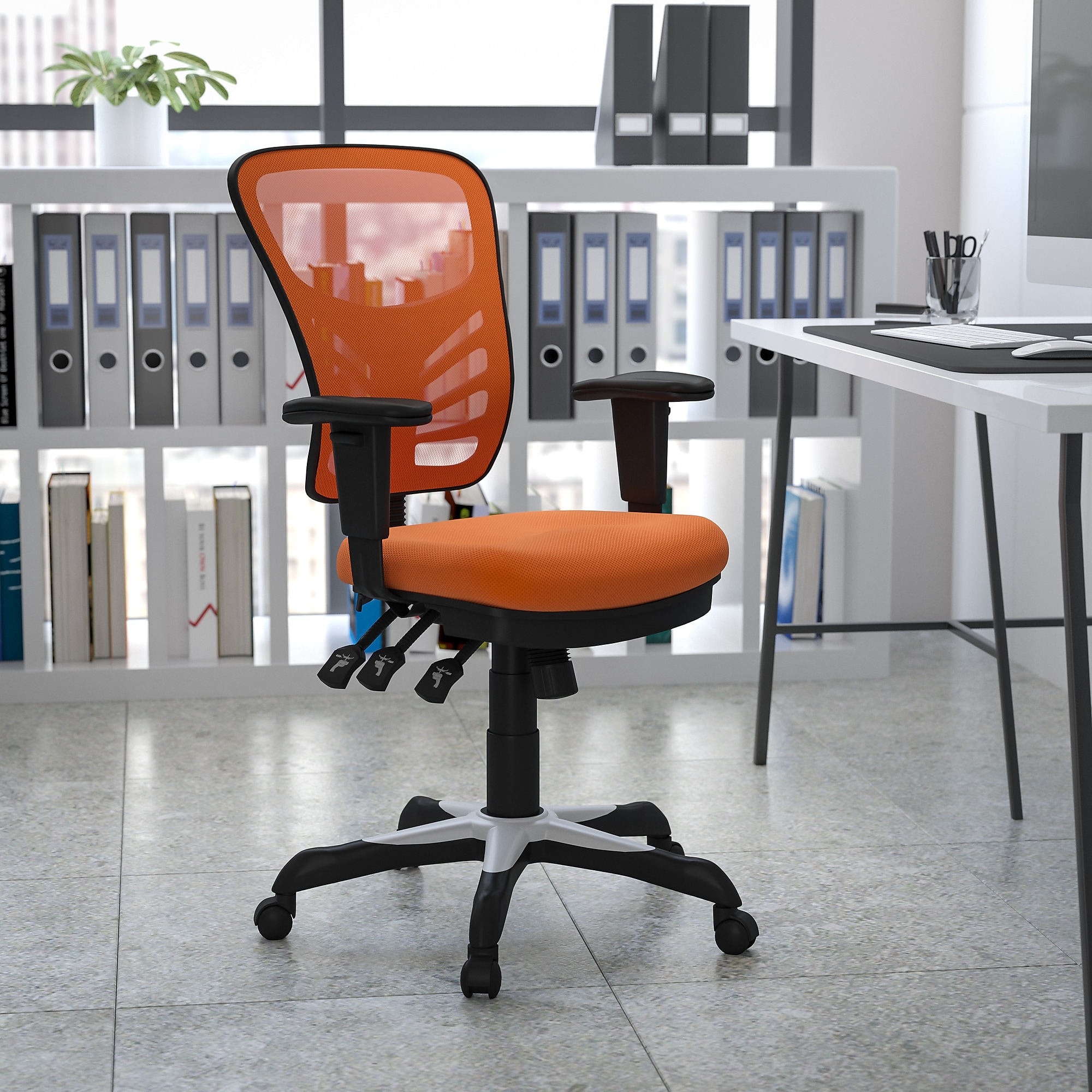 Flash Furniture Nicholas Ergonomic Mesh Swivel Mid-Back Multifunction Executive Office Chair, Orange (HL0001OR) Sansujyuku sansujyuku.com