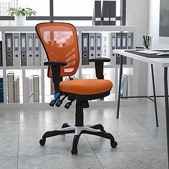 Flash Furniture Nicholas Ergonomic Mesh Swivel Mid-Back Multifunction Executive Office Chair, Orange (HL0001OR)