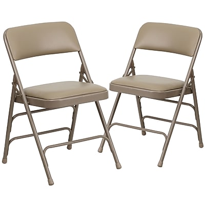 Flash Furniture HERCULES Series Vinyl/Metal Folding Chair, Beige, 2/Pack (2HAMC309AVBGE) Simolary simolary.com