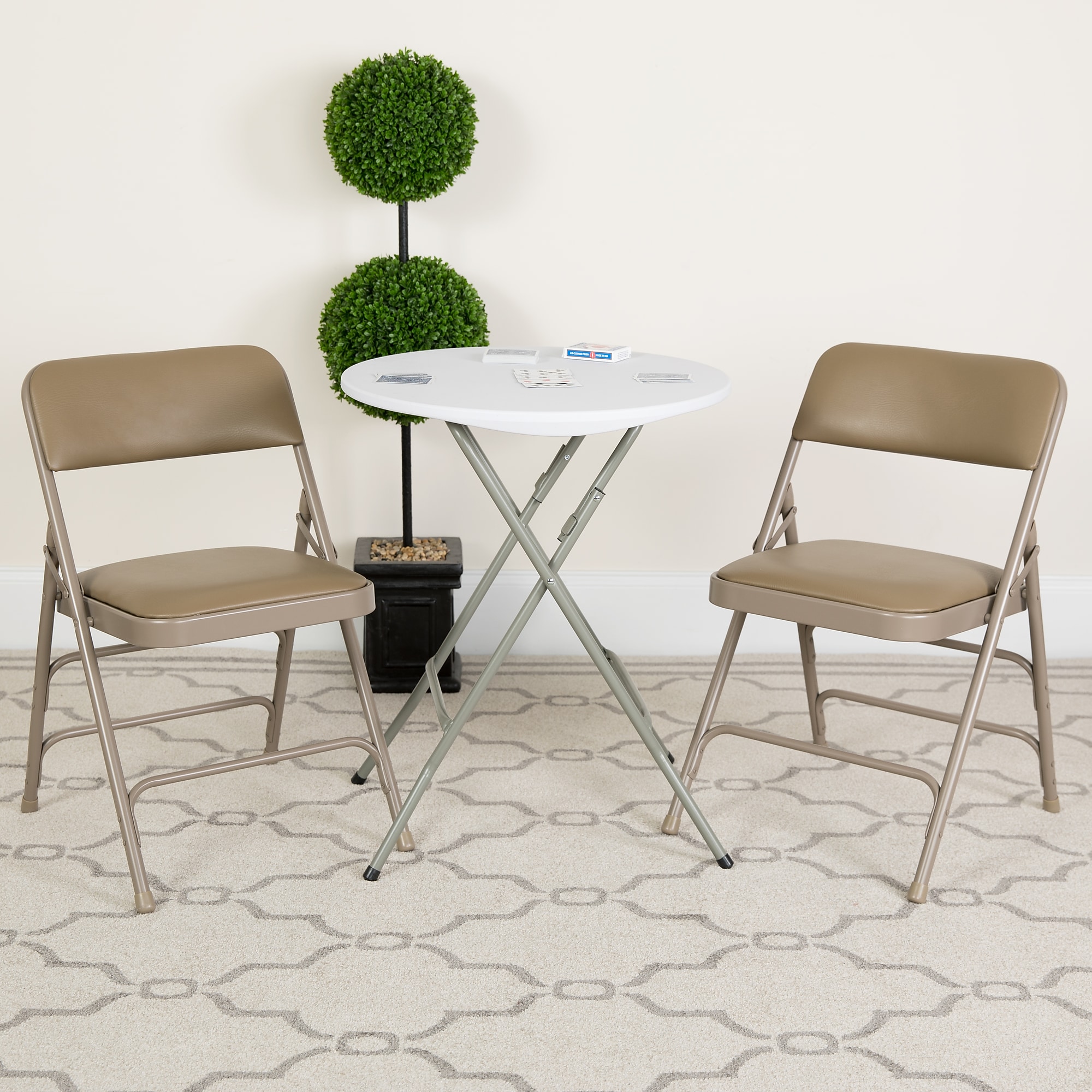 Flash Furniture HERCULES Series Vinyl/Metal Folding Chair, Beige, 2/Pack (2HAMC309AVBGE) Sansujyuku sansujyuku.com