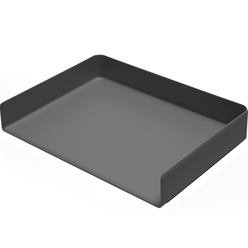 Poppin Landscape Stackable Front Loading Letter Tray, Letter Size, Dark Gray (107720) image 1