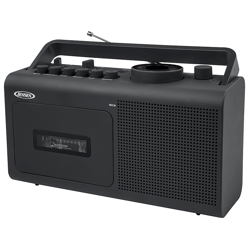Jensen MCR-250 Portable AM/FM Radio Cassette Recorder/Player, Black image 1