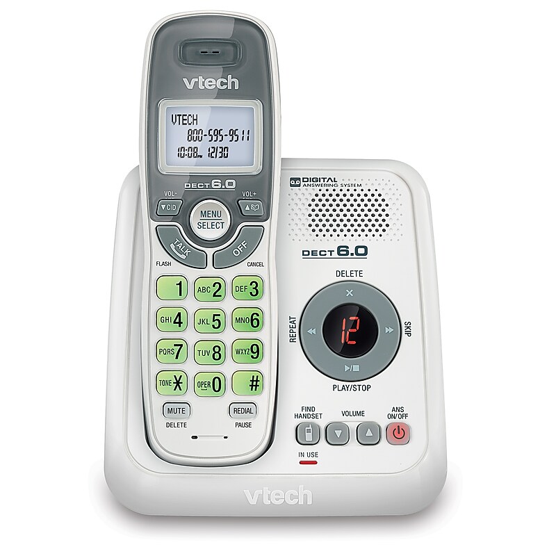 VTech DECT 6.0 Cordless Telephone, White (CS6124) image 1
