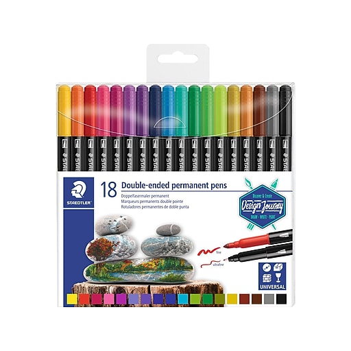 Staedtler Classic DoubleEnded Permanent Drawing Pens, Assorted Colors