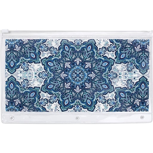 Vera Bradley Bonbon Medallion Vinyl Zipper Pouch, Blue (217987) at Staples