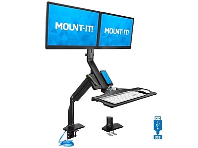 Mount-It! Adjustable Dual-Monitor Mount, Up to 27″, Black (MI-7984) Sansujyuku sansujyuku.com