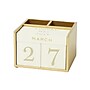 Martha Stewart 2-Compartment MDF Pencil Cup with Perpetual Calendar, Ivory/Gold (MS103J)~#|#~sp116854377_sc7